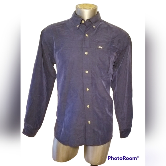 THE NORTH FACE SAFARI POLYESTER MEN BUTTON BLUE SHIRT SIZE MEDIUM LONG SLEEVES - Picture 1 of 7